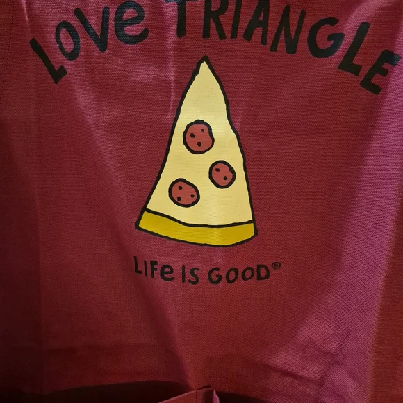Life is Good Red Apron with Pizza Graphic - Picture 2 of 3